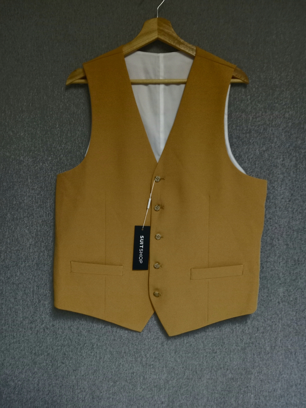 Men's Mustard Brown Vest - Five-Button Formal Waistcoat